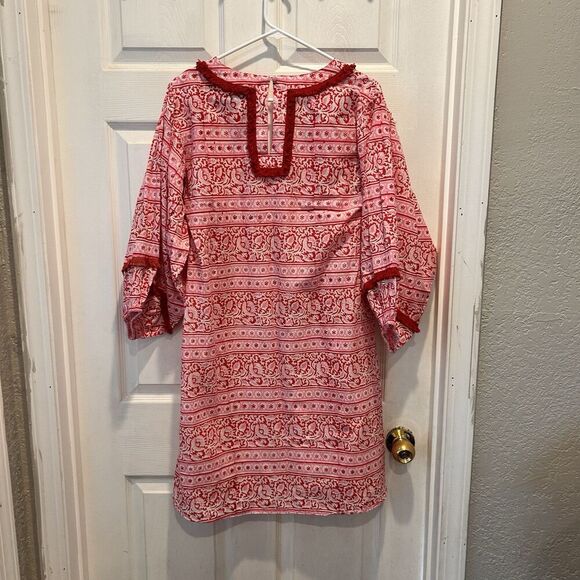 Tuckernuck Catalans Heat Wave Dress Cover Up Women’s Size Large Red Pink Resort‎ - Picture 6 of 7